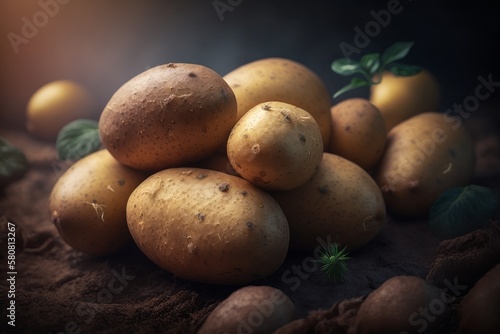 Food illustrations  potato  ai art. Generative ai