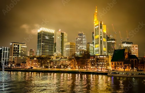 city skyline at night frankfurt