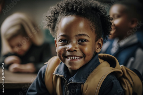 Portrait of a smiling kid at school - Ai generative