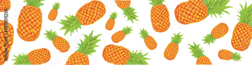 pineapple pattern illustration. cute banner to represent summer. pink background. Summer sweet fruits and berries. Good for packaging