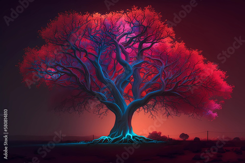 Galactic tree. Magic tree. Neon tree. AI generation © Ирина Шемшура