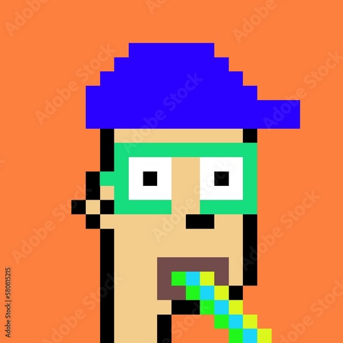 Cartoonish Pixelated Man