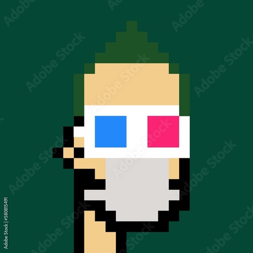 Cartoonish Pixelated Man