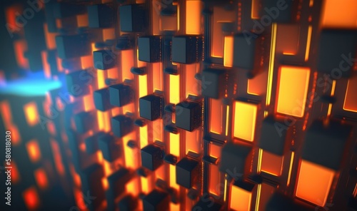 Futuristic cube background, made with generative ai