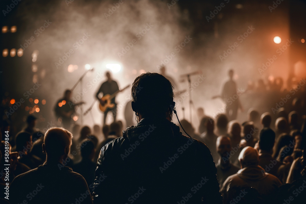 Live concert seen from in the crowd in the stalls - Ai generative Live concert seen from in the crowd in the stalls - Ai generative
