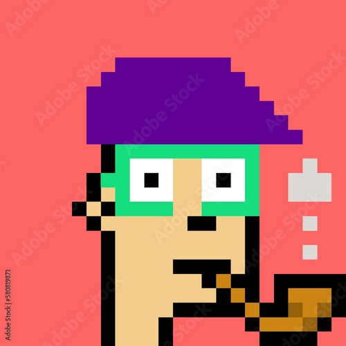 Cartoonish Pixelated Man