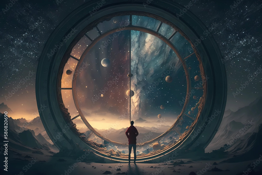 Portal to another dimension. Distorting space and time. physical ...