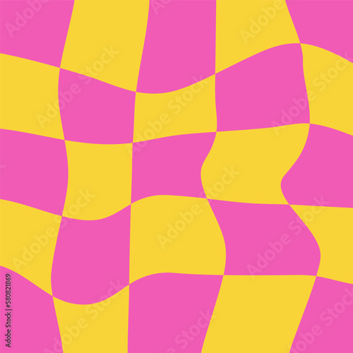 Seamless pattern colorful checkerboard designs. Geometric colorful square background in vintage psychedelic y2k style. Vector illustration