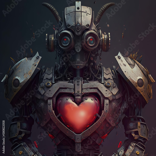 works on a dark background with a red heart in the chest