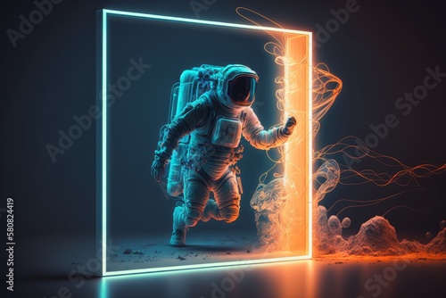 astronaut and neon square photo