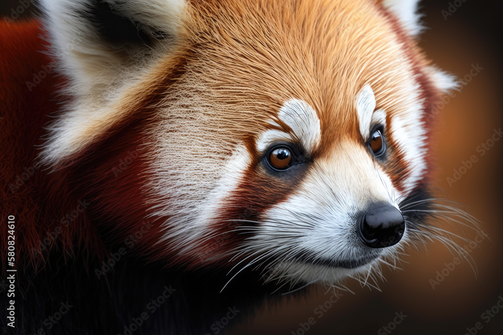 Obraz premium close-up of a red panda (Ailurus). Generative AI