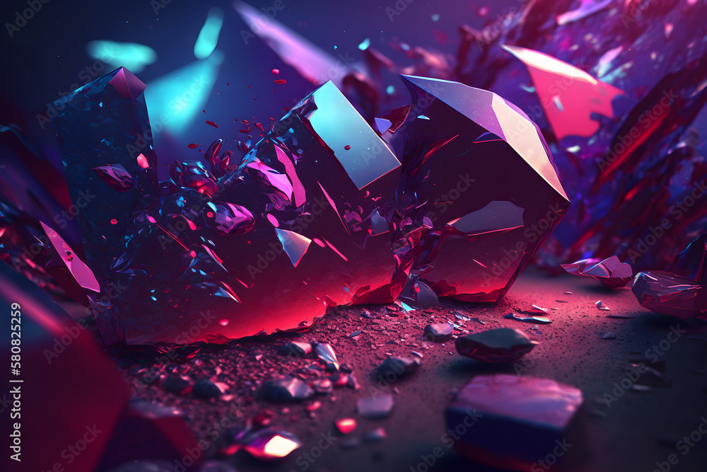 Abstract art background with part of surreal ruby gemstone crystal with ...
