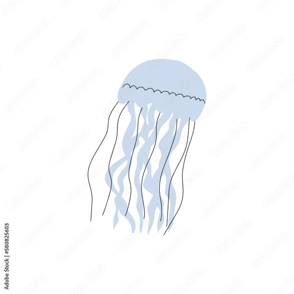 Jellyfish Character sea animal on deep background. Wild life illustration. Vector illustration. Jellyfish Character sea animal on deep background. Wild life illustration. Vector illustration.