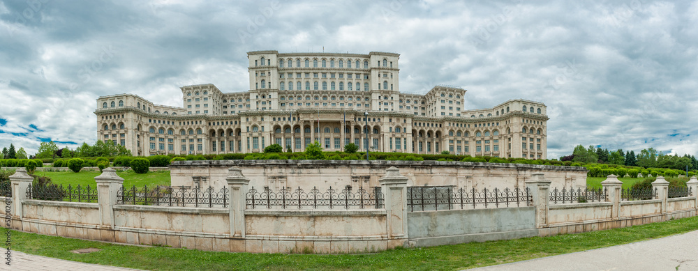 Naklejka premium Romania Parliament. One of the largest building in the world.