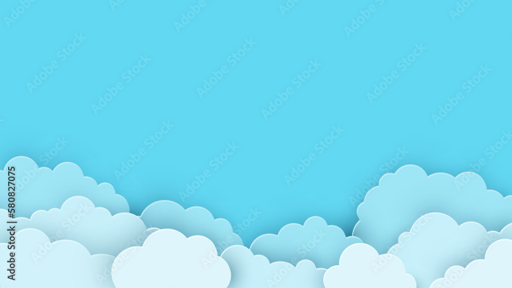 Design of a background with paper cut clouds on blue background. Vector illustration Design of a background with paper cut clouds on blue background. Vector illustration