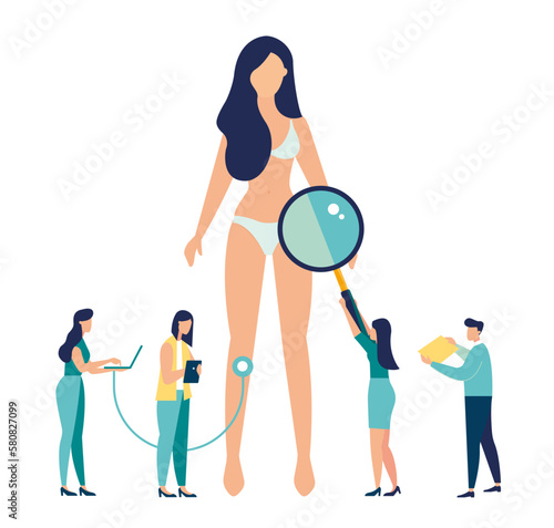 medical examination of health of whole body, people seek medical attention from a doctor Vector illustration