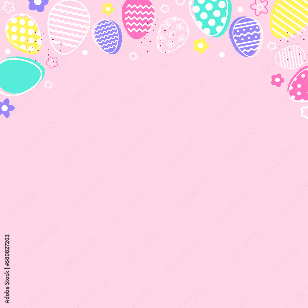 Abstract Easter background with eggs and flowers. Modern cartoon style for card, poster and banner. Vector illustration Abstract Easter background with eggs and flowers. Modern cartoon style for card, poster and banner. Vector illustration