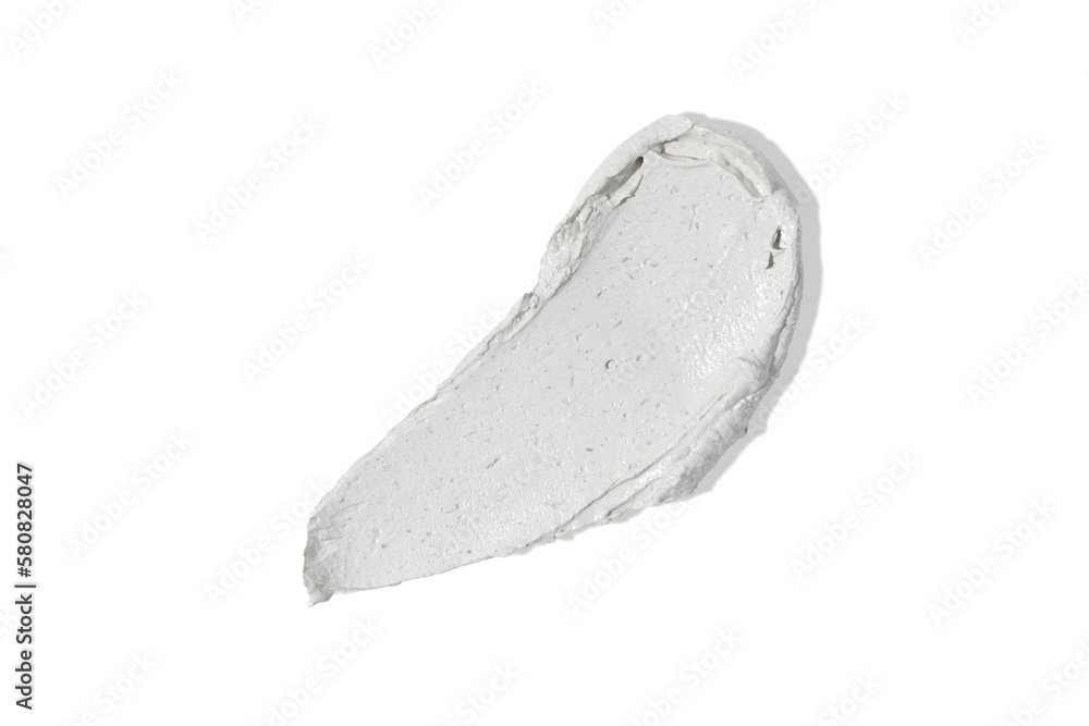 Fototapeta premium Gray beauty mask smear smudge on transparent background. Cosmetic skincare product texture. Face cream, body lotion, mask swipe swatch