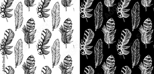 Feather seamless vector fabric pattern. Bird. Flight. Levitation. Feather set. Fabric print. Home textiles. Wrapping paper. Scrabbook. Pattern.