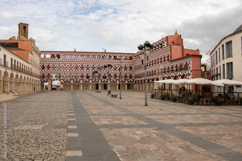 Plaza Alta, the most emblematic square in the Spanish city of Badajoz, Spain