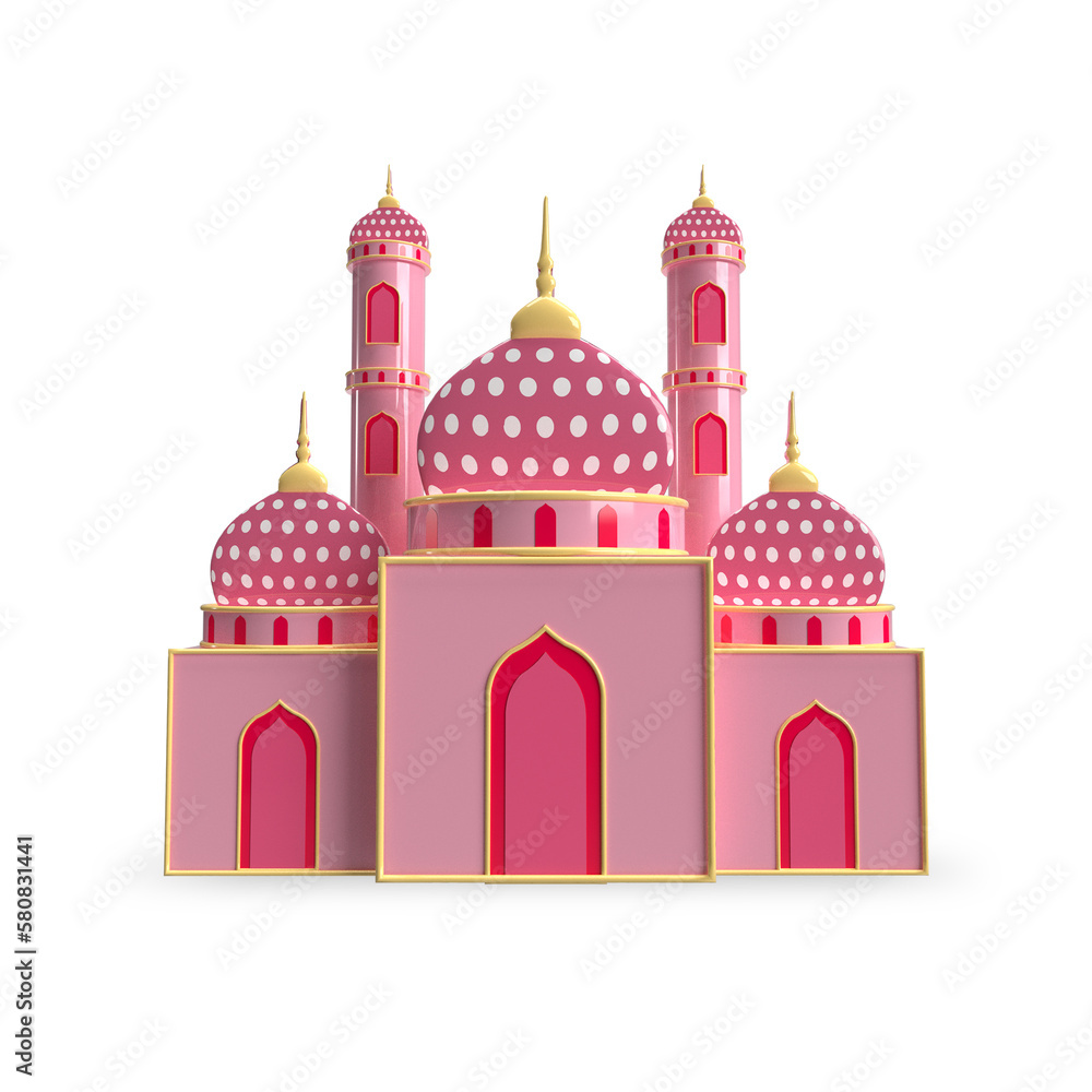 Pink Mosque 3D Render Object 