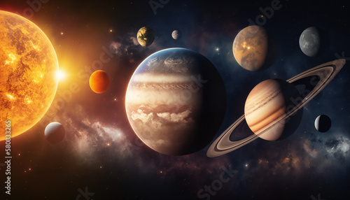 Solar system in space - Space wallpaper - Generative AI © The_AI_Revolution