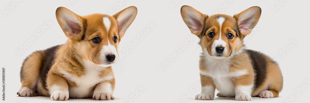 little puppy sits and looks, breed welsh corgi little puppy sits and looks, breed welsh corgi