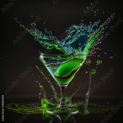 green cocktail with splash generative ai 