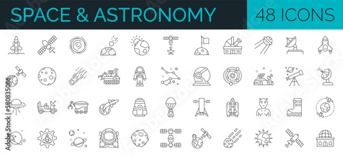 Foto Set of 48 icons related to space and astronomy and astrology