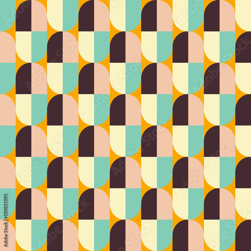 Retro vintage Mid Century pattern in 70s style. llustration