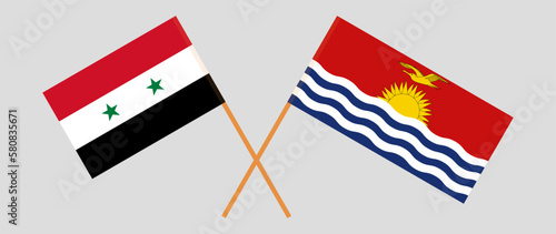 Crossed flags of Syria and Kiribati. Official colors. Correct proportion