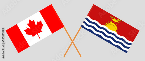 Crossed flags of Canada and Kiribati. Official colors. Correct proportion