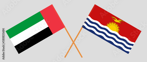 Crossed flags of the United Arab Emirates and Kiribati. Official colors. Correct proportion