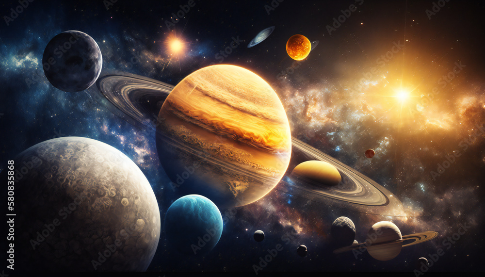 Solar system in space - Space wallpaper - Generative AI Solar system in space - Space wallpaper - Generative AI