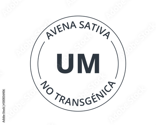 Non-GMO oat symbol in Spanish.