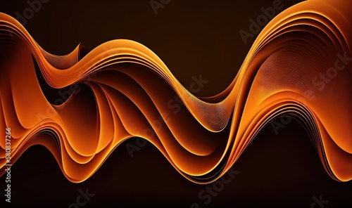  an abstract orange background with wavy lines on a black background, with a dark background, and a dark background with a light orange wave. generative ai