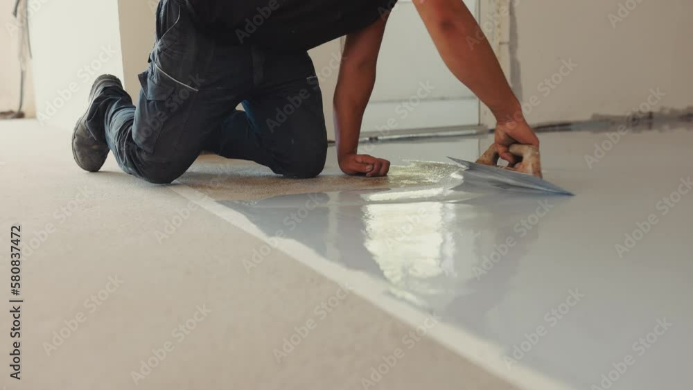 the epoxy mixture is poured onto the floor, then spread out with a trowel. After the epoxy has been applied and allowed to cure, then be sealed to create a protective coating. the epoxy mixture is poured onto the floor, then spread out with a trowel. After the epoxy has been applied and allowed to cure, then be sealed to create a protective coating.