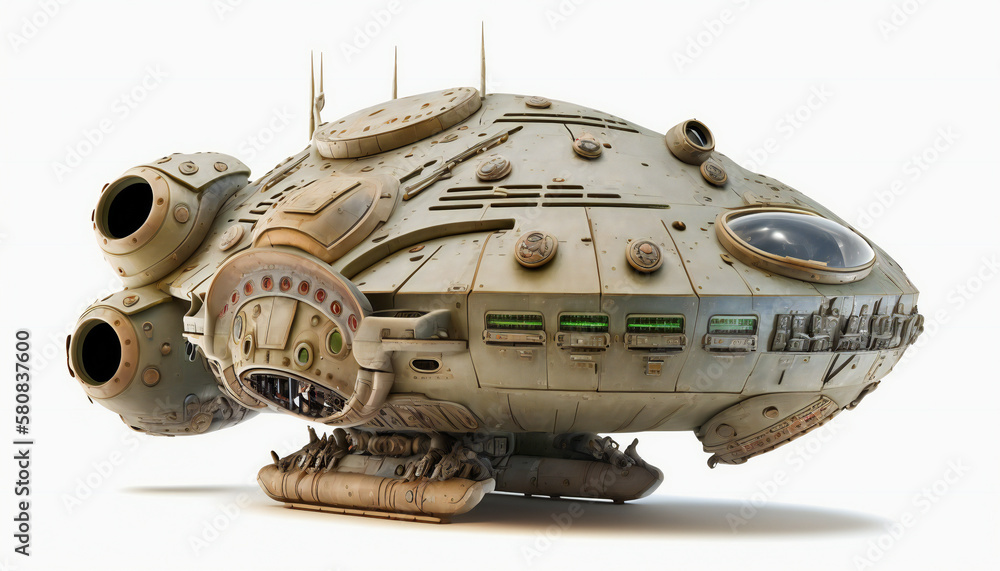 Spaceship in Outer space isolated on white background - Space wallpaper