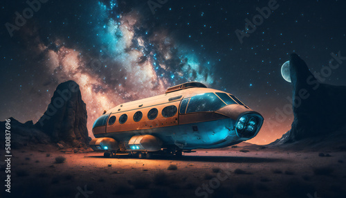 Spaceship in Outer space - Space wallpaper - Generative AI photo