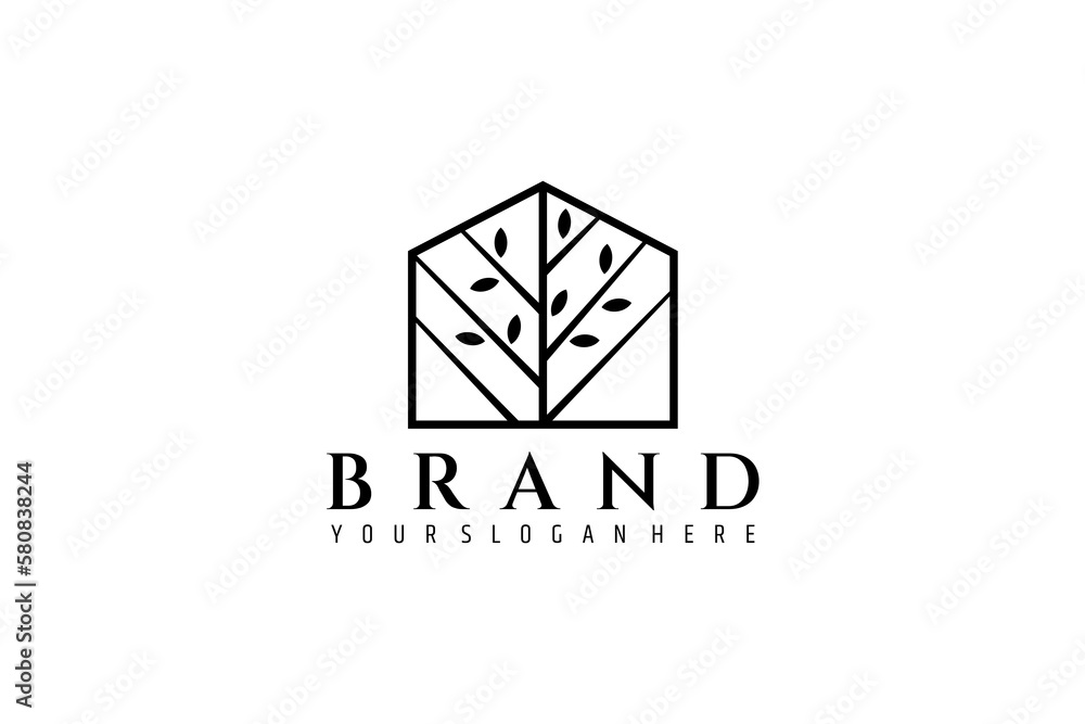 house logo with a combination of trees in it adds a natural impression to the house house logo with a combination of trees in it adds a natural impression to the house