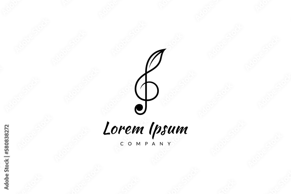 Logo design on which an abstract image of musical note combined with leaf. Logo design on which an abstract image of musical note combined with leaf.
