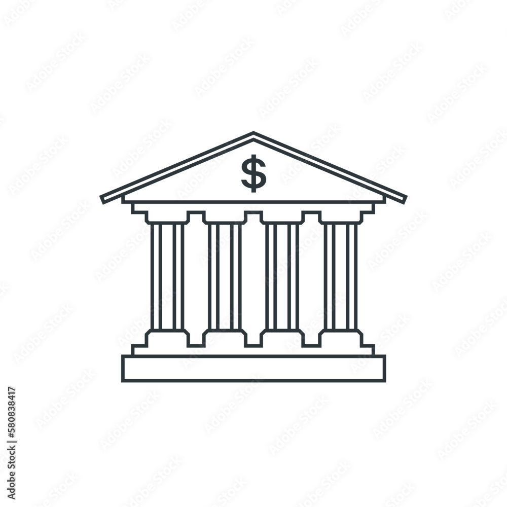 Bank icon. Banking line art design, vector illustration. Bank icon. Banking line art design, vector illustration.