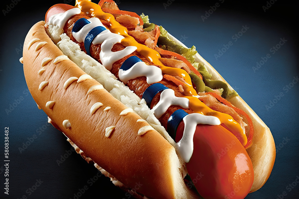 Dodger hot Dog food magazine, generative artificial intelligence Stock