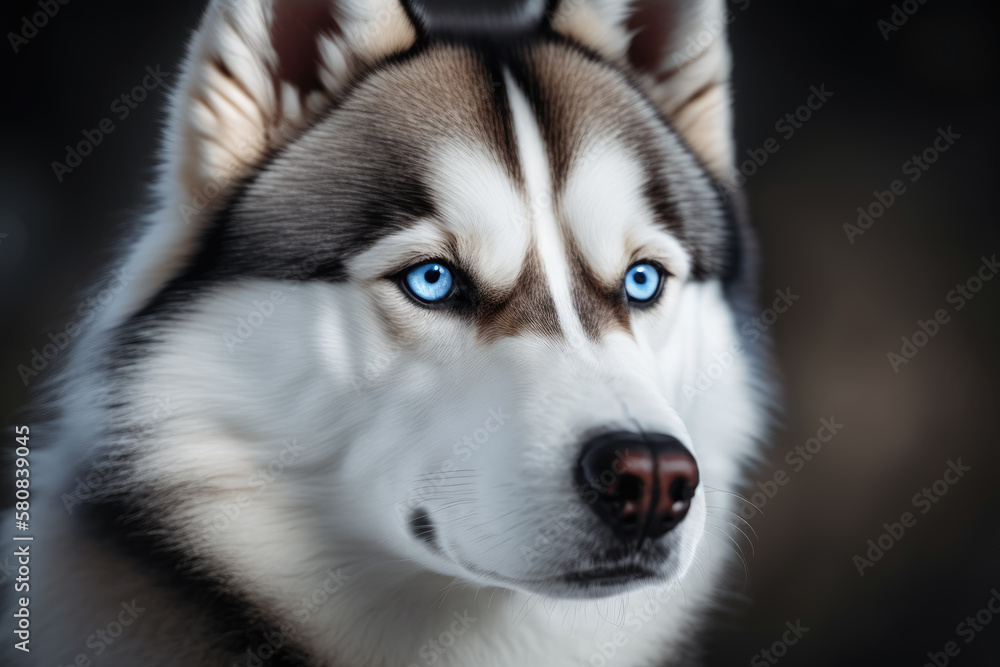 a closeup of a husky. portrait. Generative AI