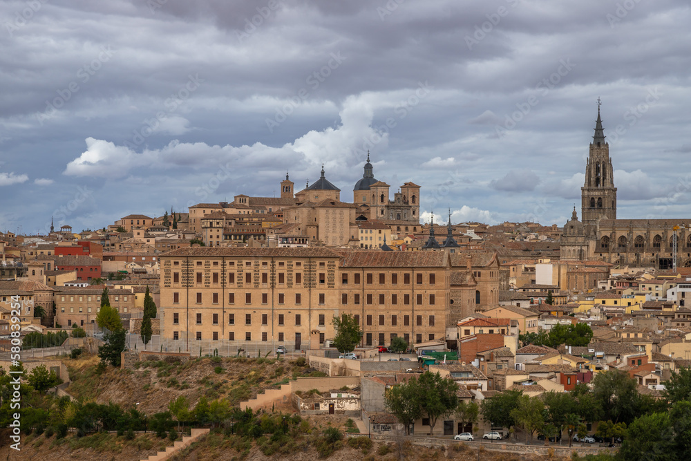 Beautiful Panoramic of the city of Toledo from a viewpoint across the river on a Summer afternoon
