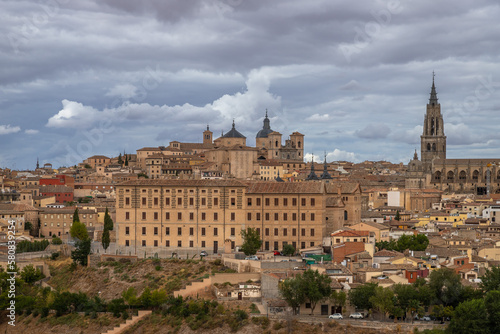 Beautiful Panoramic of the city of Toledo from a viewpoint across the river on a Summer afternoon