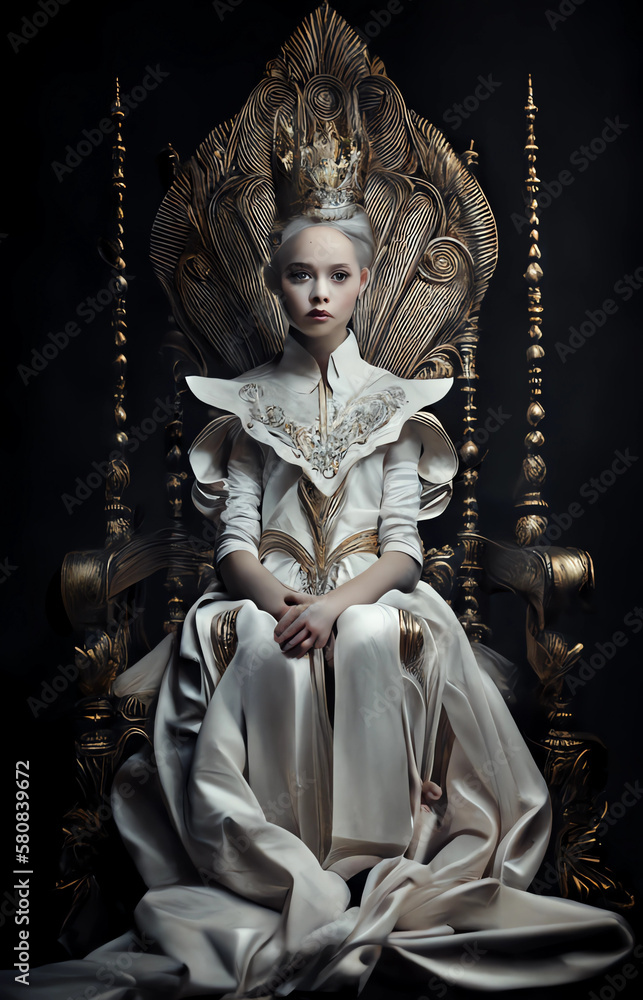 Fototapeta premium young queen in white clothes