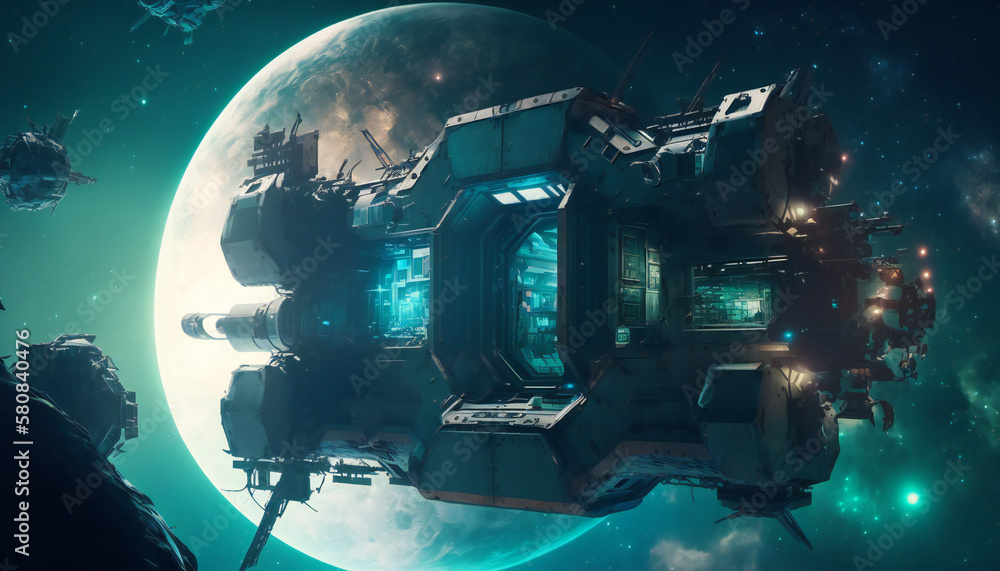 Space station in Outer space - Space wallpaper - Generative AI Space station in Outer space - Space wallpaper - Generative AI