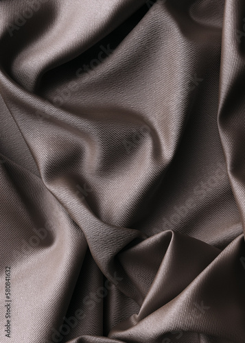 Gray fabric background, elegant cloth folds, silk texture textile 3d illustration