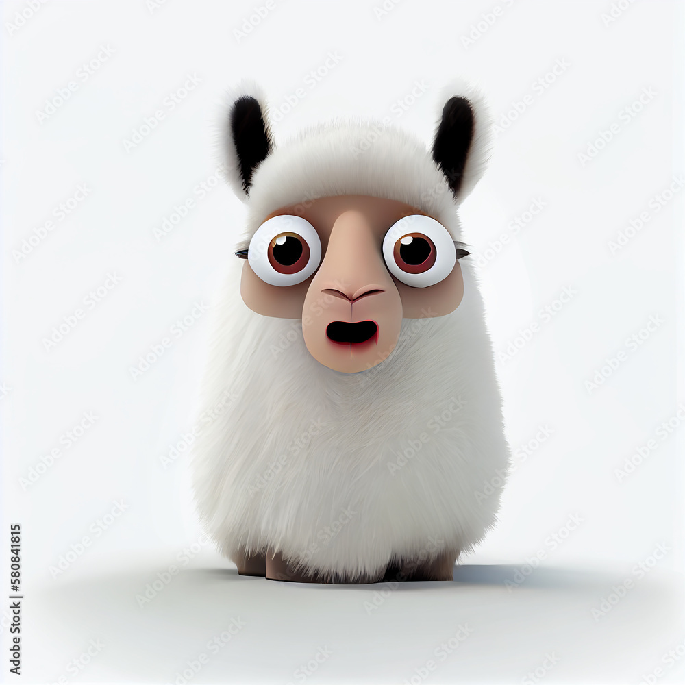 Adorable Llama character isolated on white background. Generative AI Adorable Llama character isolated on white background. Generative AI